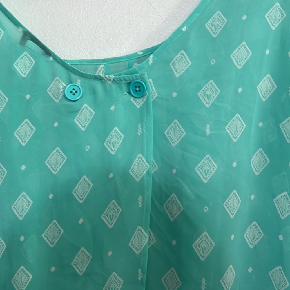 Torrid Plus Size Geo Print Tulip Back Sheer Top - image 3